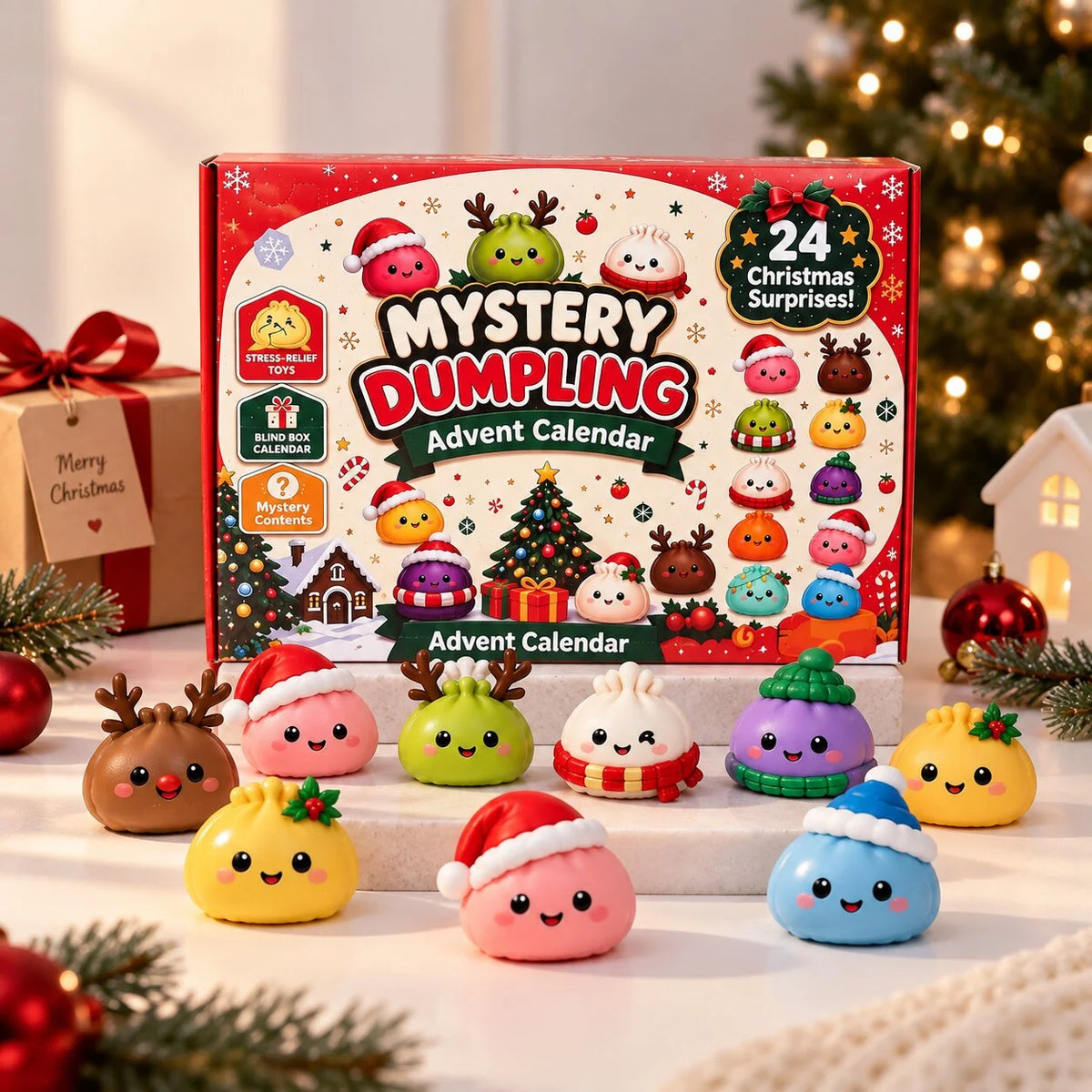Mystery Dumpling Advent Calendar gift box with 24 squishy surprises