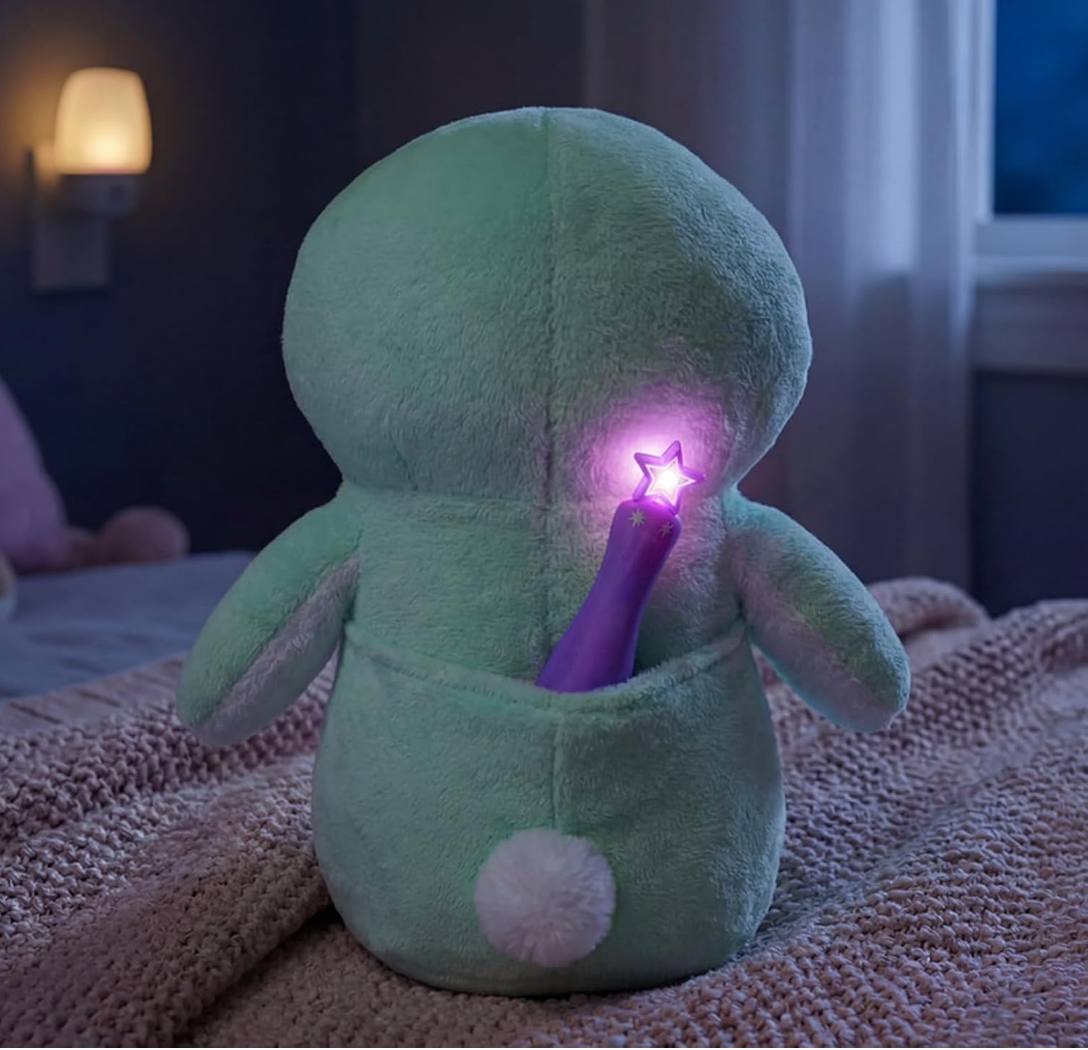 Light pen tucked into the plush's back pocket